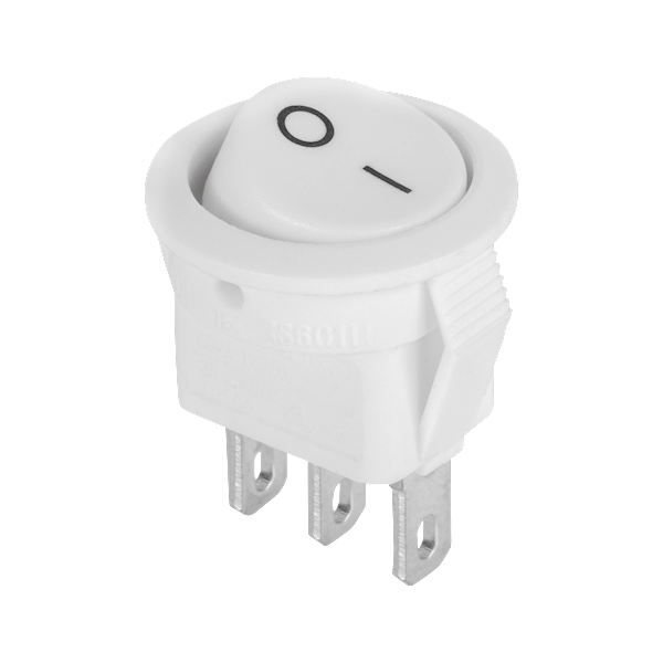 PRZEŁĄCZNIK KOŁYSKOWY OKRĄGŁY 3 PIN 3A/250V BIAŁY