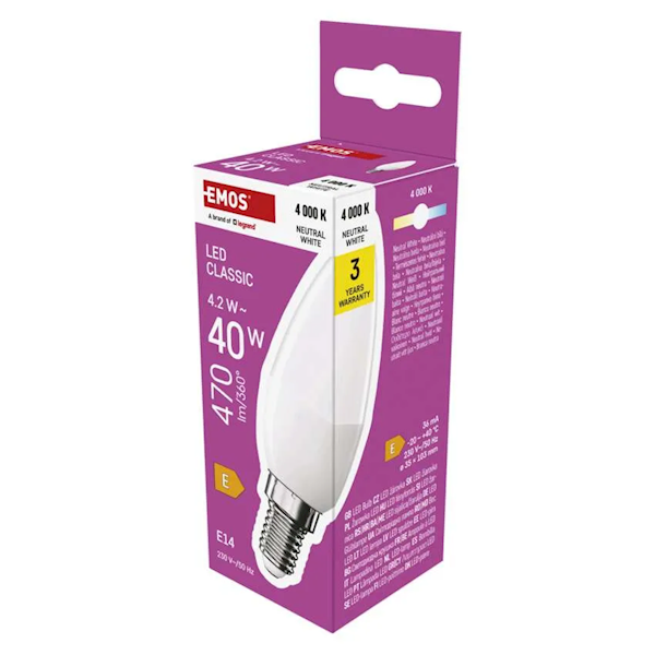 ŻARÓWKA LED EMOS E14 4.2W ŚWIECA ZQ3E23 4000K