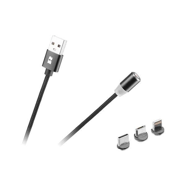 KABEL USB MAGNETYCZNY 3w1 1M REBEL RB-6004-100-B