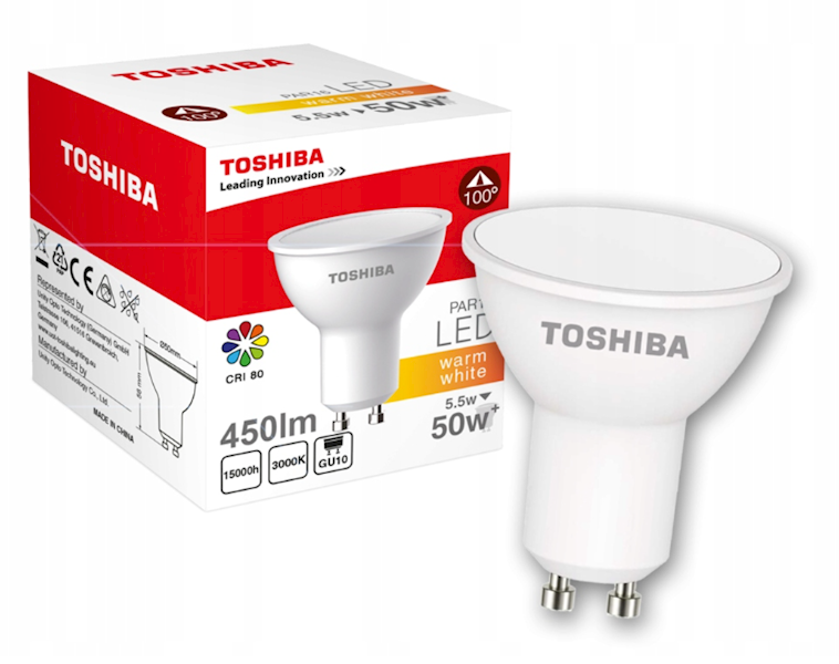 ŻARÓWKA LED TOSHIBA GU10 5.5W 3000K