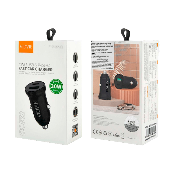 ŁADOWARKA SAMOCHODOWA VIDIVE 30W CC532