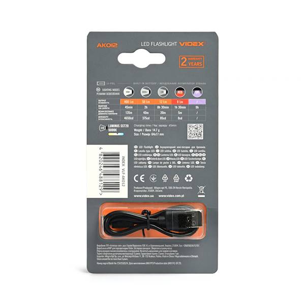 LATARKA LED VIDEX VLF-AK012 400lm 5000K