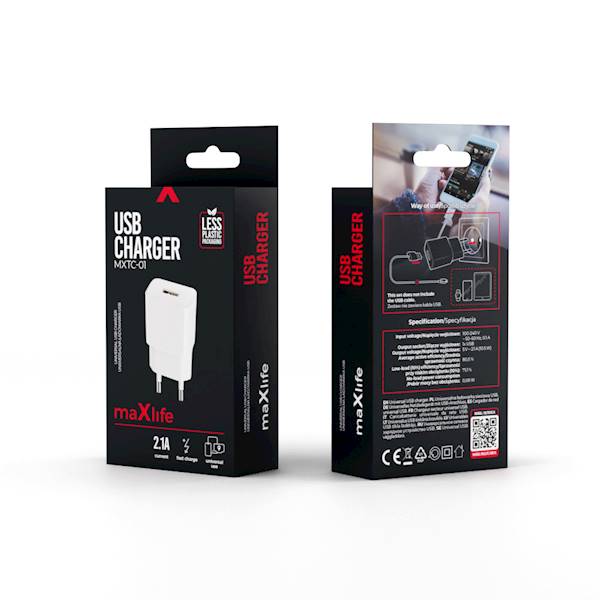 ŁADOWARKA SIECIOWA MAXLIFE MXTC-01 1A USB