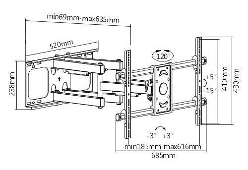 UCHWYT TV LCD SIGNAL LPA 49-466 ŚCIENNY POCHYLNY