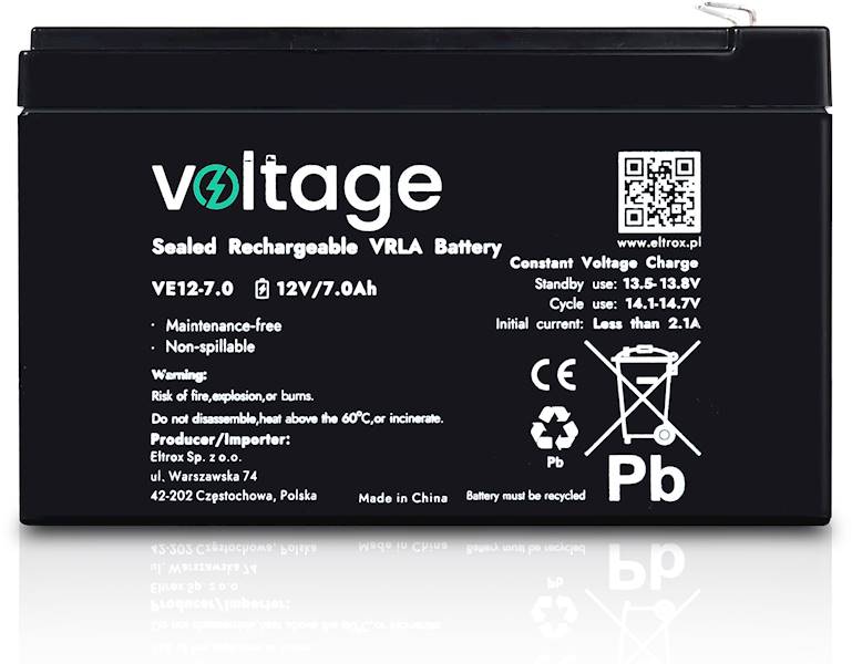 AKUMULATOR AGM VOLTAGE 12V 7Ah VE12-7.0