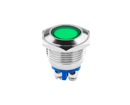 Kontrolka LED 18mm 12V metal zielona EK5674