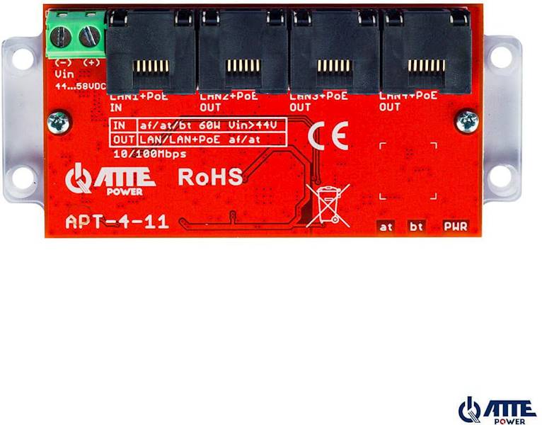 SWITCH POE ATTE APT-4-11 4 PORTY 10/100Mbps