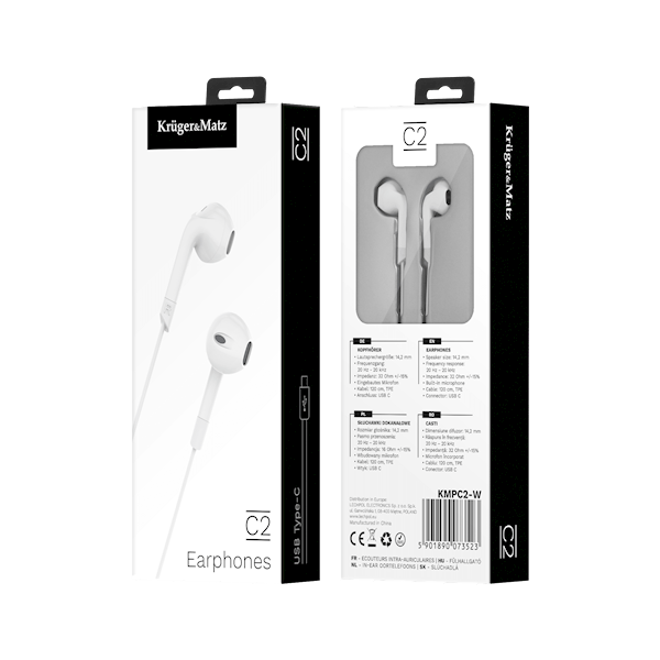 SŁUCHAWKI PRZEWODOWE USB-C K&M BIAŁE KMPC2-W  
