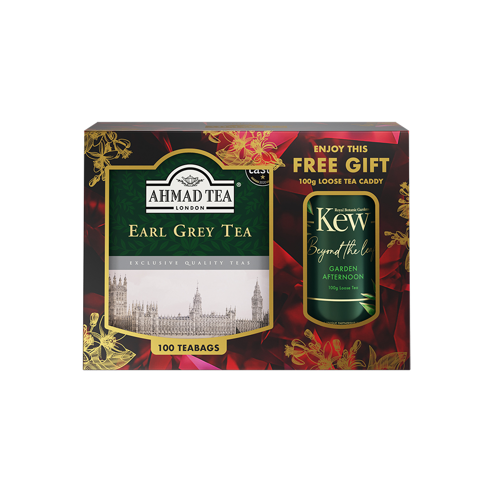  AHMAD EX E.GREY 100/2g + PUSZKA  KEW AFTERNOON LIŚĆ 100g*12