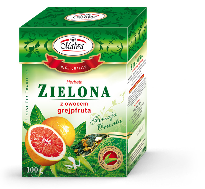 MALWA LIŚĆ ZIELONA Z OWOCEM GREJPFRUTA 100g*12