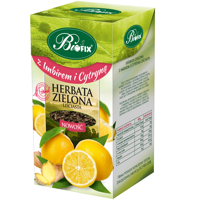 BIFIX LIŚĆ ZIELONA  Z IMBIREM I CYTRYNĄ 100g*10