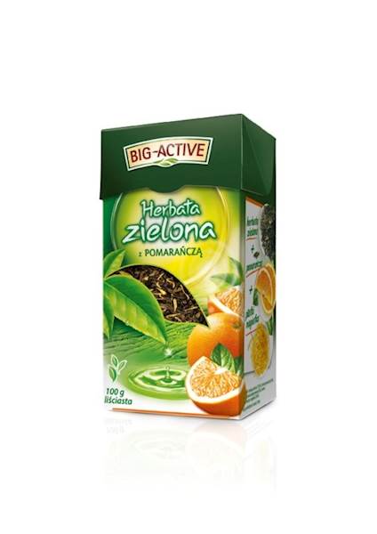 BIG-A LIŚĆ ZIELONA Z POMARAŃCZĄ 100g*12