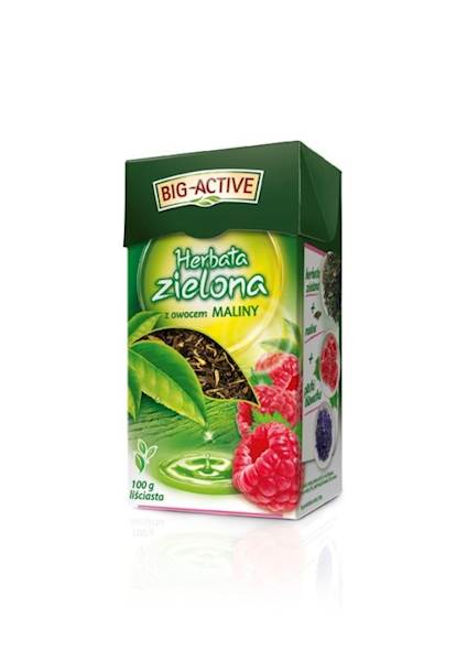 BIG-A LIŚĆ ZIELONA Z MALINĄ 100g*12
