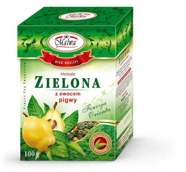 MALWA LIŚĆ ZIELONA Z OWOCEM PIGWY 100g*12