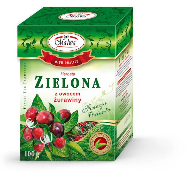 MALWA LIŚĆ ZIELONA Z OWOCEM ŻURAWINY 100g*12