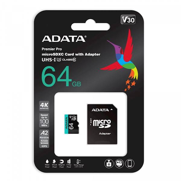 KARTA MICROSD 64GB ADATA PREMIER PRO + ADAPTER