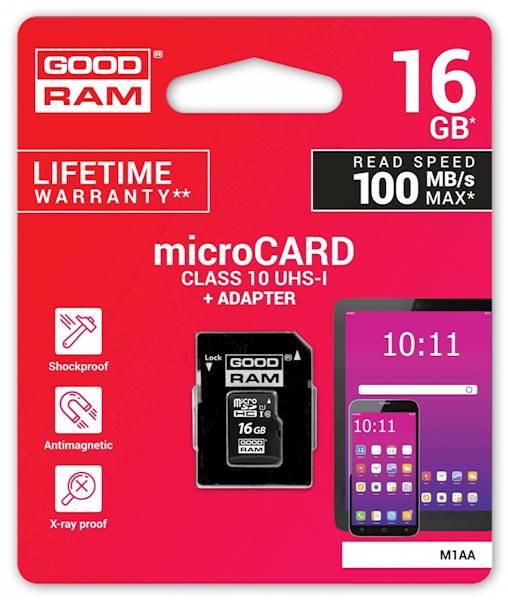 KARTA MICROSD 16GB GOODRAM CL10 + ADAPTER