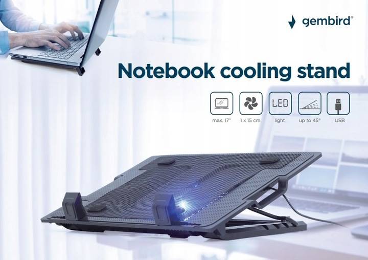 PODKŁADKA CHŁODZĄCA DO LAPTOPA GEMBIRD 17"  LED