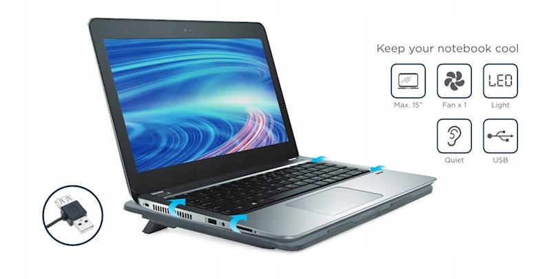 PODKŁADKA CHŁODZĄCA DO LAPTOPA NOTEBOOKA GEMBIRD 15" LED 