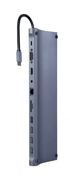 ADAPTER 11w1 USB-C - HDMI | VGA | USB 3.0 / 2.0 | USB-C | GbE | AUDIO | SD GEMBIRD