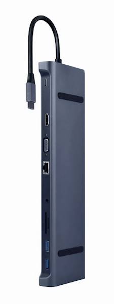 ADAPTER 10w1 USB-C - HDMI | VGA | USB 3.0 | USB-C | GbE | AUDIO | SD GEMBIRD