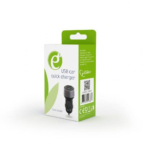 ŁADOWARKA SAMOCHODOWA 2xUSB 2.1A GEMBIRD ENERGENIE CZARNA