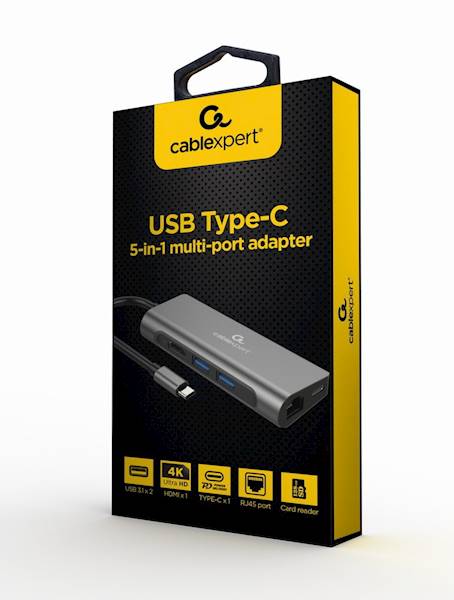 ADAPTER 5w1 USB-C - HDMI | USB-C | USB 3.0 | GbE | SD