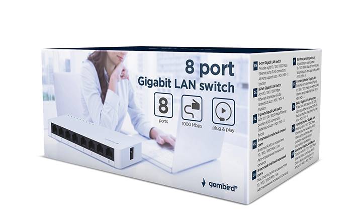 SWITCH 8-PORT GIGABIT GEMBIRD G8-01