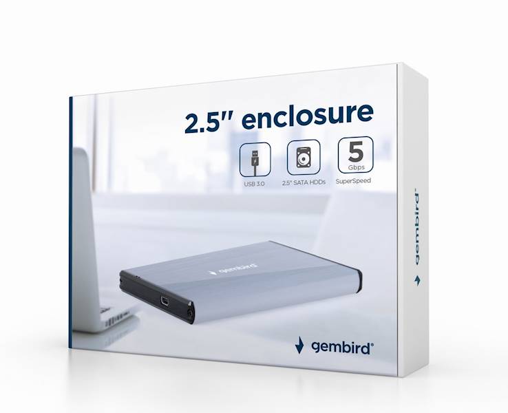 KIESZEŃ ZEW. 2,5" DO DYSKÓW USB 3.0 GEMBIRD U3S-3 SREBRNA
