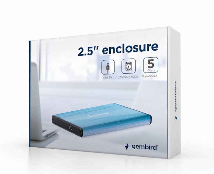 KIESZEŃ ZEW. 2,5" DO DYSKÓW USB 3.0 GEMBIRD U3S-3 NIEBIESKA