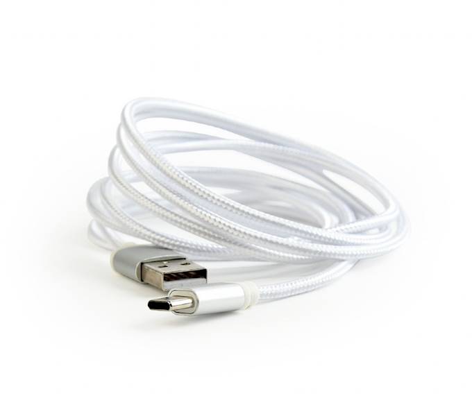 KABEL USB - USB-C GEMBIRD 1,8M SZNUREK SREBRNY