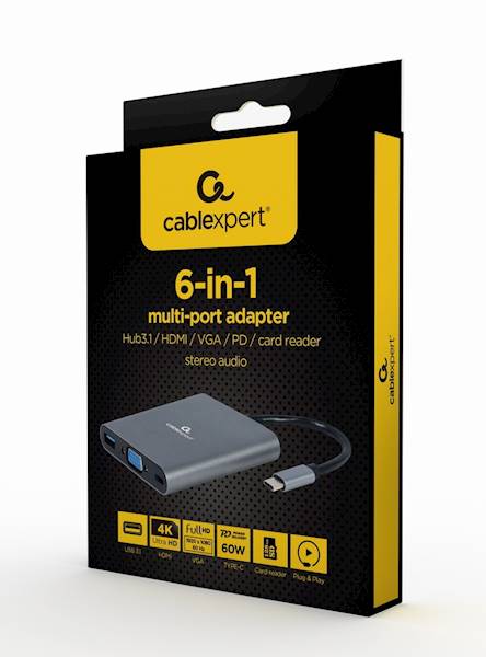 ADAPTER 6W1 USB-C - HDMI | VGA | USB 3.0 | USB-C | AUDIO | SD