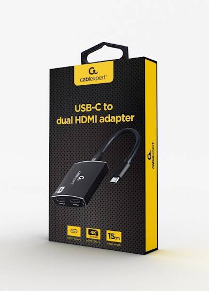 ADAPTER USB-C (M) - 2x HDMI (F) + AUDIO GEMBIRD