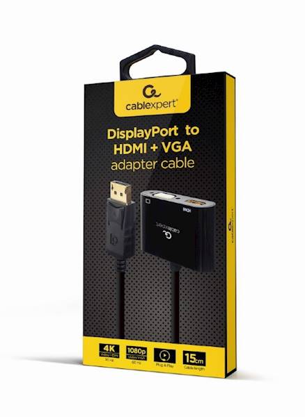 ADAPTER DISPLAYPORT (M) - VGA (F) + HDMI (F) GEMBIRD