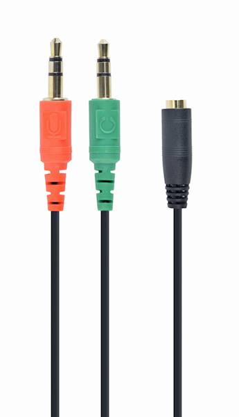 ADAPTER 2xMINIJACK 3.5MM (M) - MINIJACK 3.5MM (F) 4PIN 20CM GEMBIRD