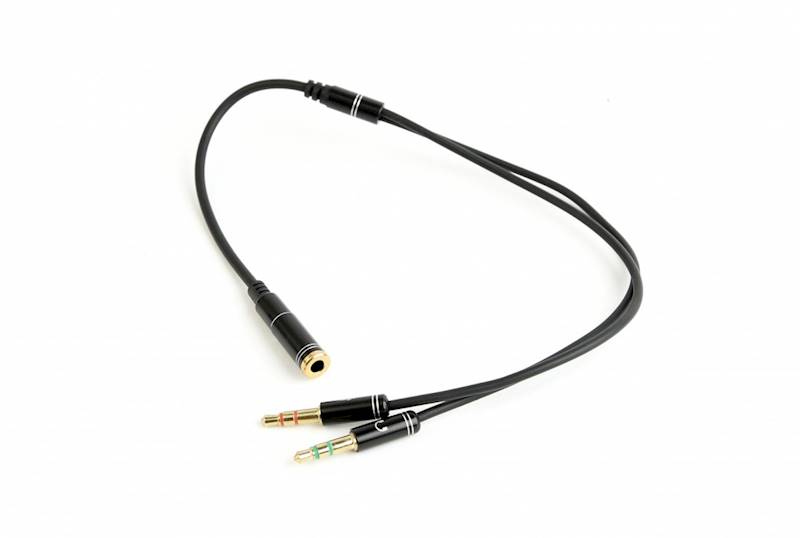 ADAPTER 2xMINIJACK 3.5MM (M) - MINIJACK 3.5MM (F) 4PIN 20CM GEMBIRD METAL