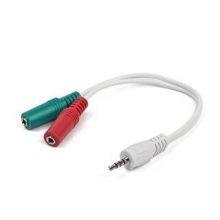 ADAPTER MINIJACK 3.5MM (M) 4PIN - 2xMINIJACK 3.5MM (F) 20CM GEMBIRD BIAŁY