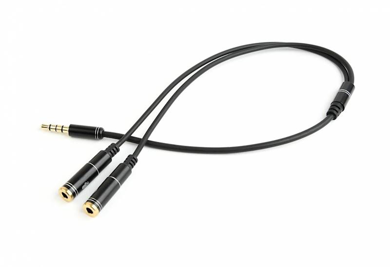 ADAPTER MINIJACK 3.5MM (M) 4PIN - 2xMINIJACK 3.5MM (F) 20CM GEMBIRD METAL