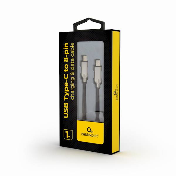 KABEL USB-C - LIGHTNING 1M METAL GEMBIRD CZARNY