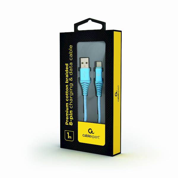 KABEL USB - LIGHTNING PREMIUM 1M GEMBIRD TURKUSOWY