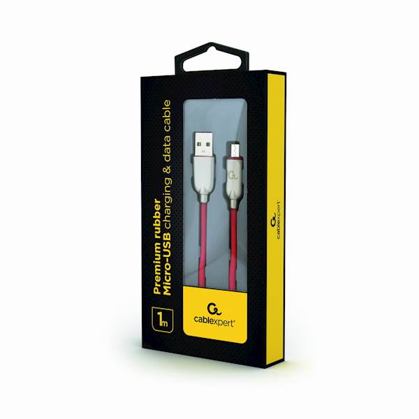 KABEL USB - MICRO USB PREMIUM 1M GUMA GEMBIRD CZERWONY