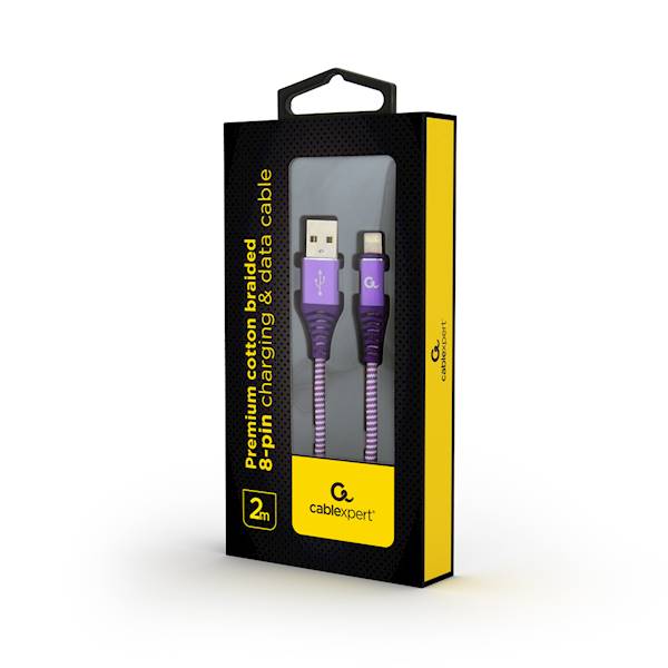 KABEL USB - LIGHTNING PREMIUM 2M GEMBIRD FIOLETOWY
