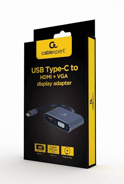 ADAPTER USB-C (M) - HDMI (F) + VGA (F) GEMBIRD