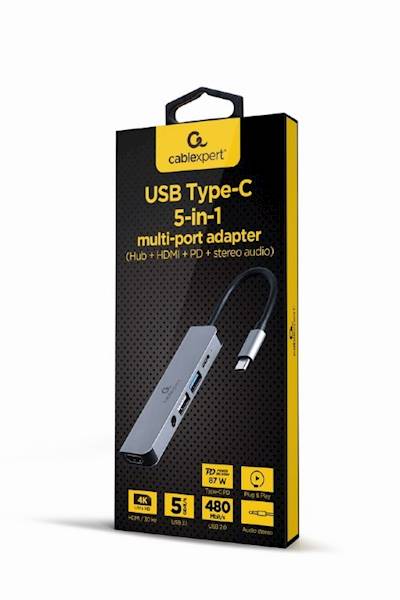 ADAPTER 5w1 USB-C - HDMI | USB-C | USB 3.0 / 2.0 | AUDIO GEMBIRD