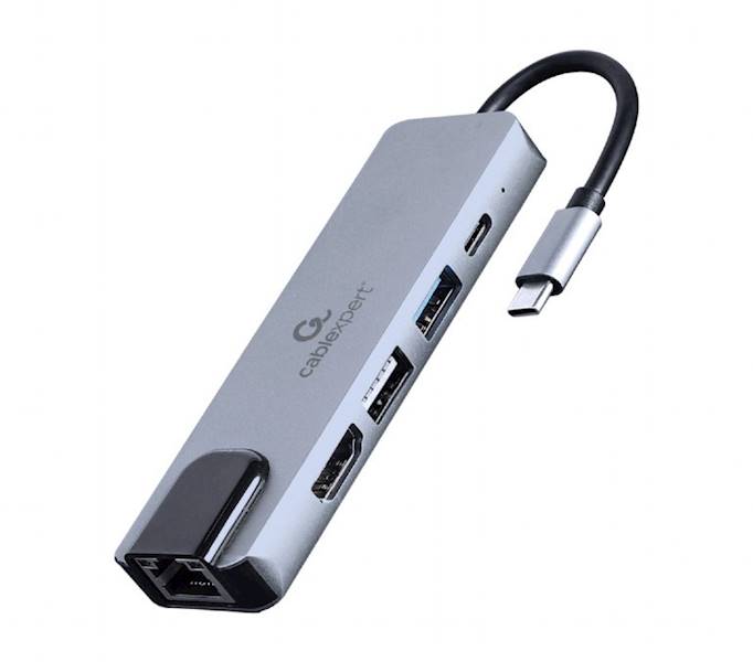 ADAPTER 5w1 USB-C - GbE | HDMI | USB-C | USB 3.0 / 2.0 GEMBIRD