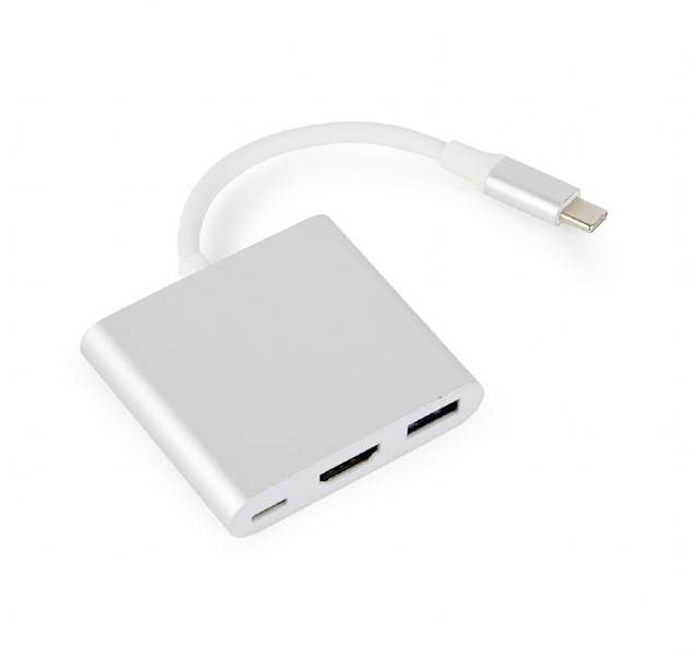 ADAPTER 3w1 USB-C - HDMI | USB-C | USB 3.0 GEMBIRD SREBRNY