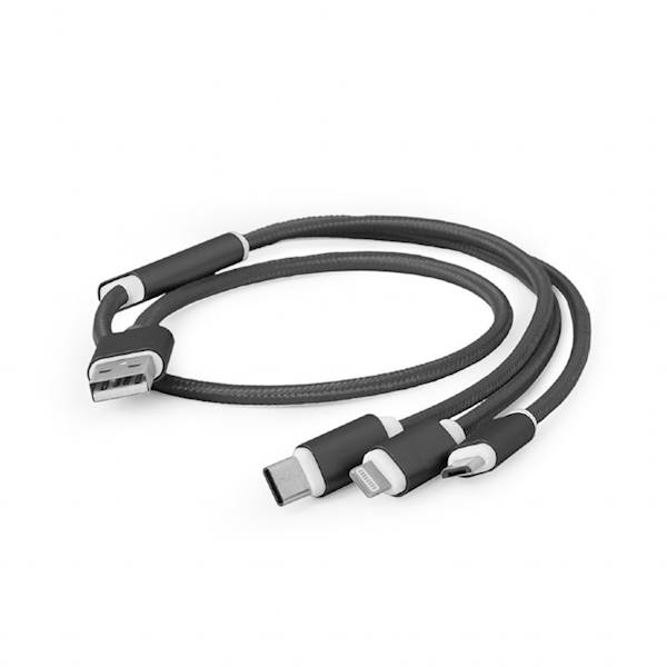 KABEL USB 3W1 MICROUSB / USB-C / LIGHTNING 1M GEMBIRD CZARNY