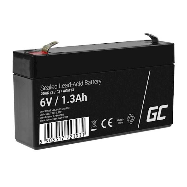 AKUMULATOR ŻELOWY AGM GREEN CELL 6V 1.3Ah