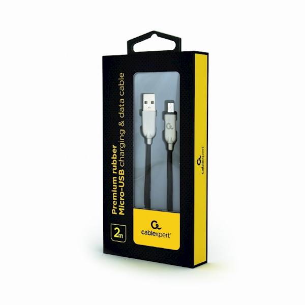 KABEL USB - MICRO USB PREMIUM 2M GUMA GEMBIRD CZARNY