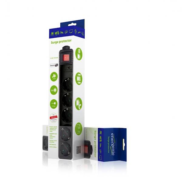 Gembird Listwa zasilająca 5 X German socket 3M CZARNA